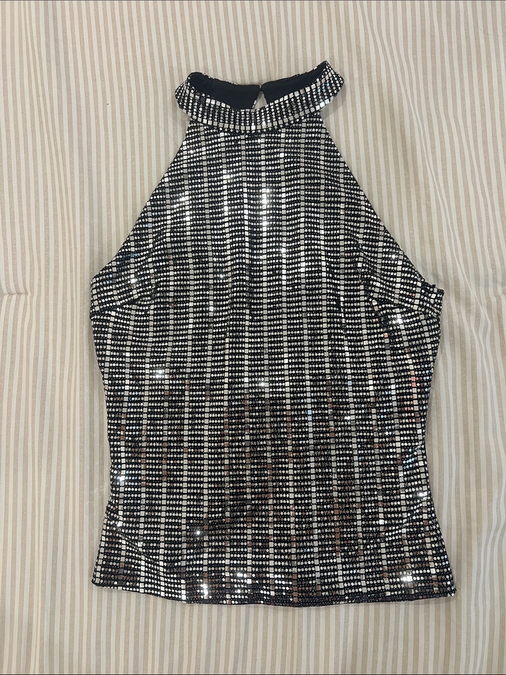 Zara Silver Sequin Halter Neck Women's Top size XS